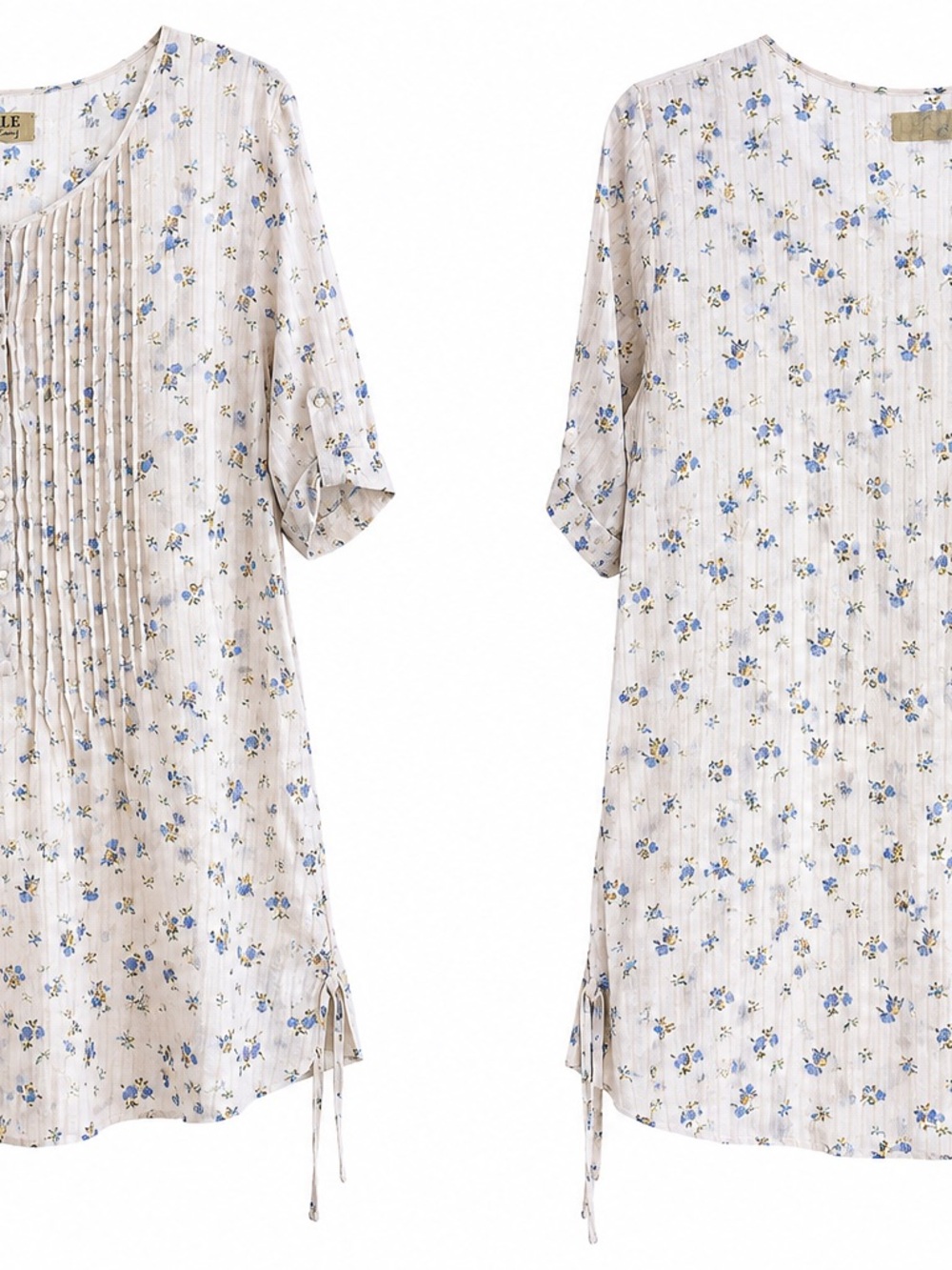 Elizabeth and James Floral Pintuck Tunic Dress / Blouse – Size Medium